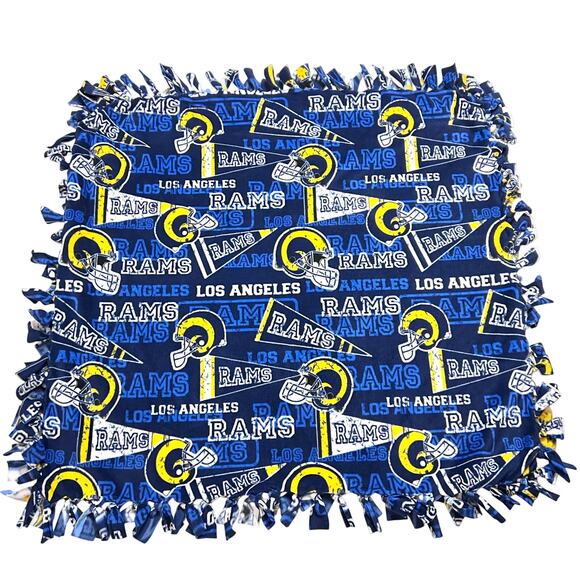 NFL Los Angeles Rams No Sew Fleece Blanket Cotton Fabric Retro 40x45" - Picture 1 of 4